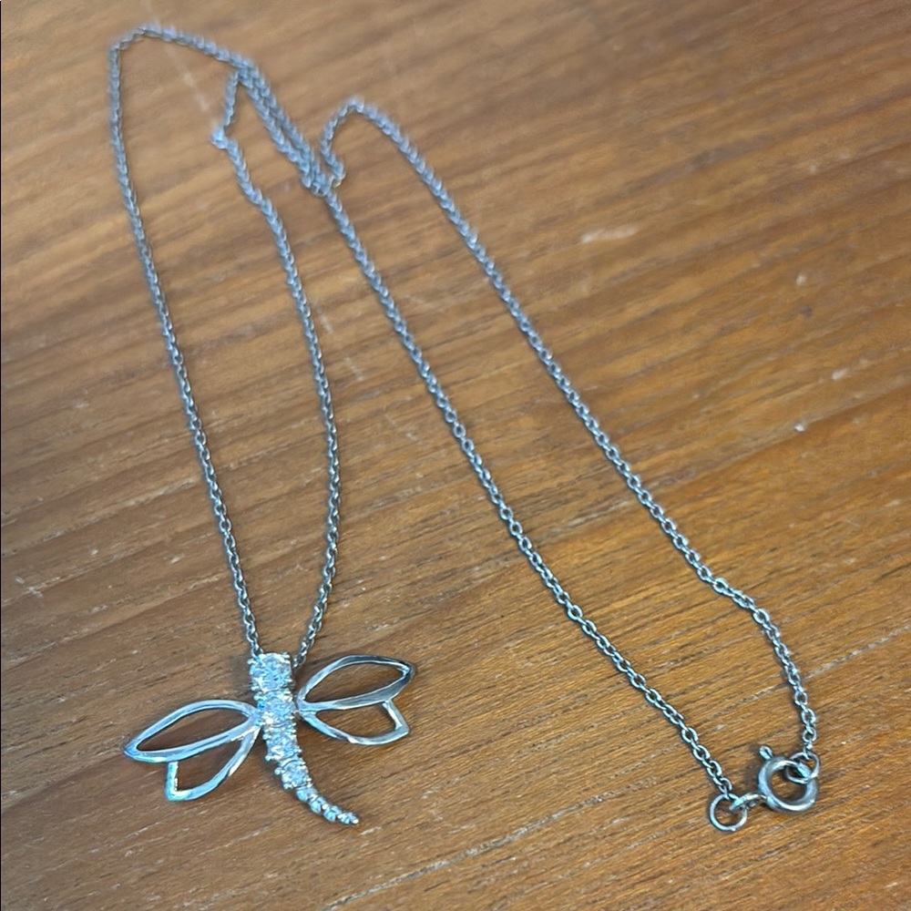 Elegant Silver Dragonfly Necklace